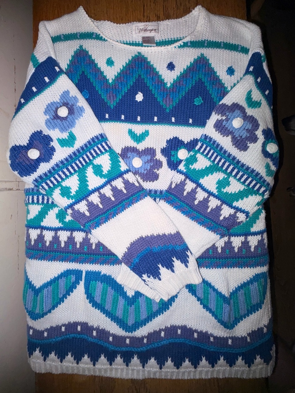 Vintage Worthington floral knit sweater
